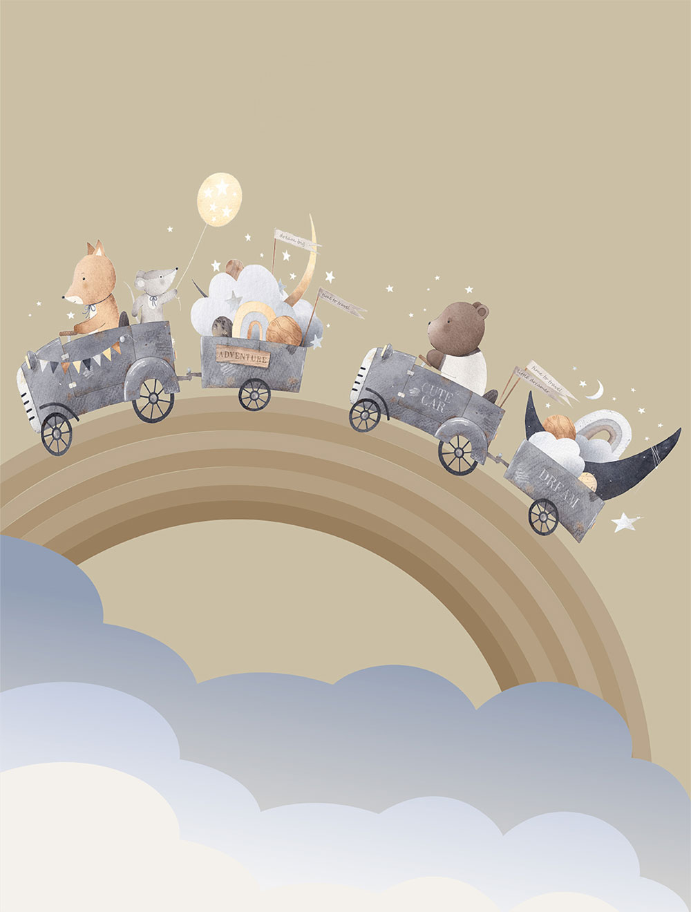 Kinderfototapete, Tiere, Regenbogen, CW6002-1, Cute Walls, Decoprint