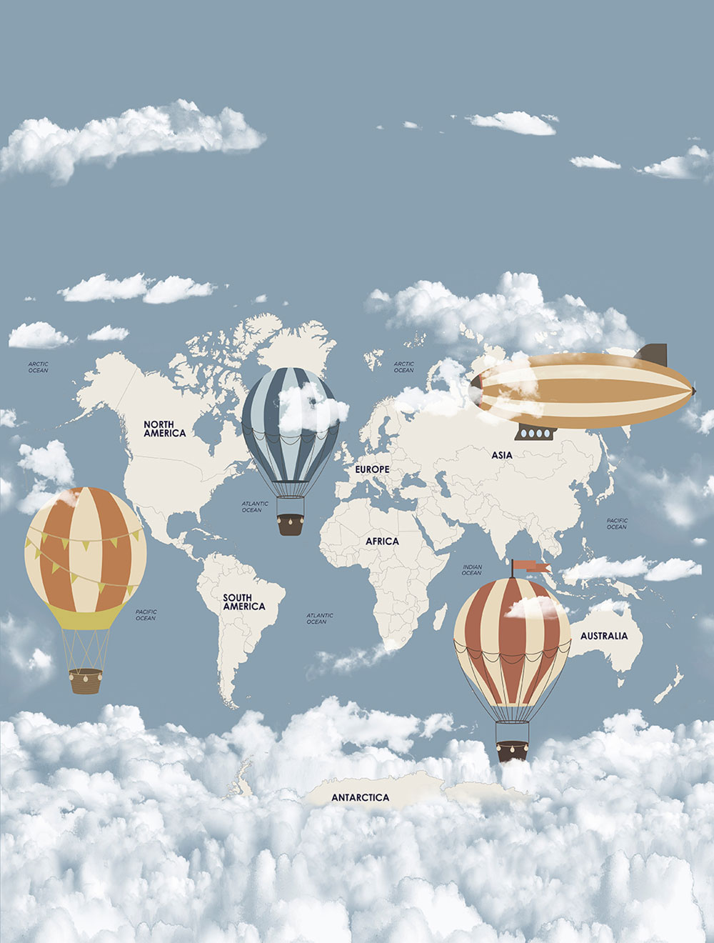 Kinderfototapete, Weltkarte, CW6037-1, Cute Walls, Decoprint