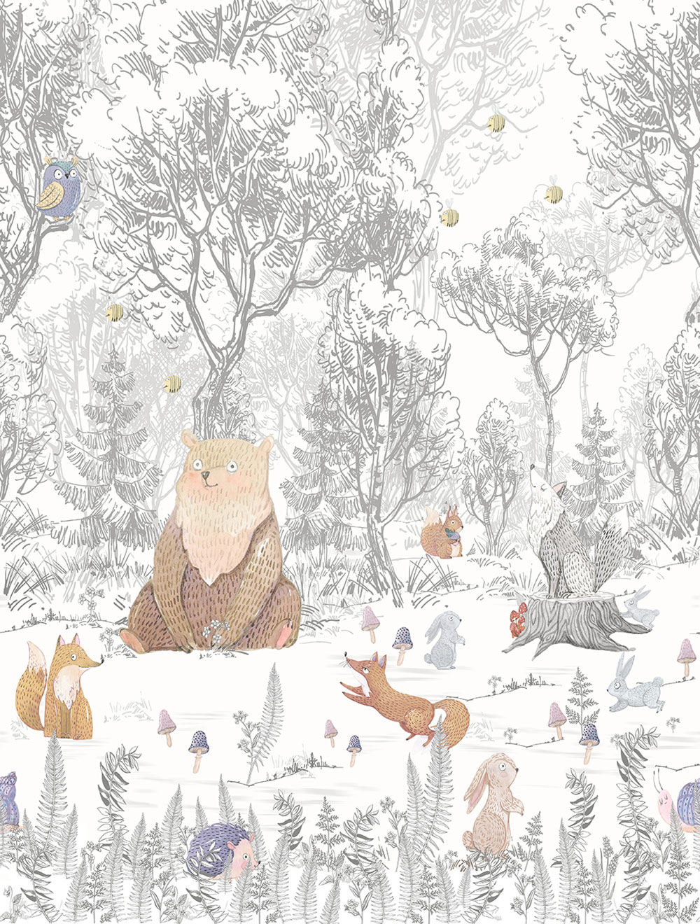 Kinderfototapete, Waldtiere, CW6043-1, Cute Walls, Decoprint
