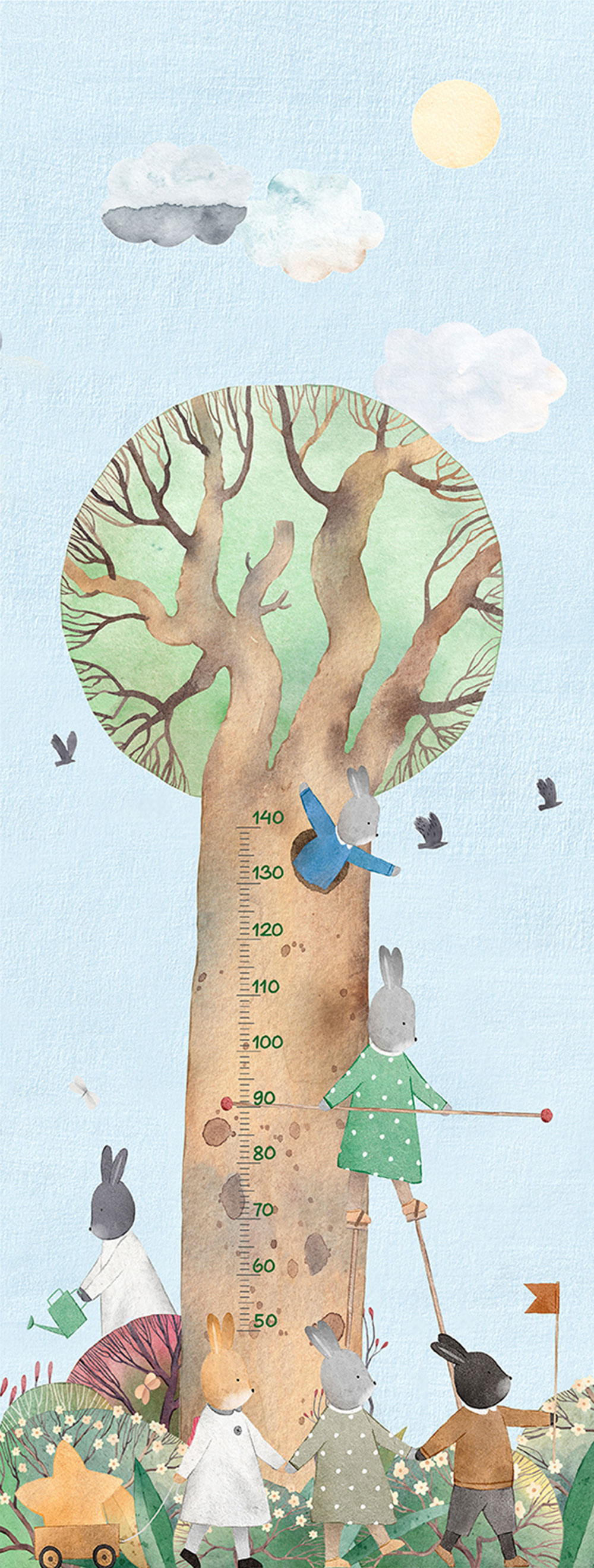 Kinderfototapete / Metermaß, Baum, Tiere, CW6064-1, Cute Walls, Decoprint