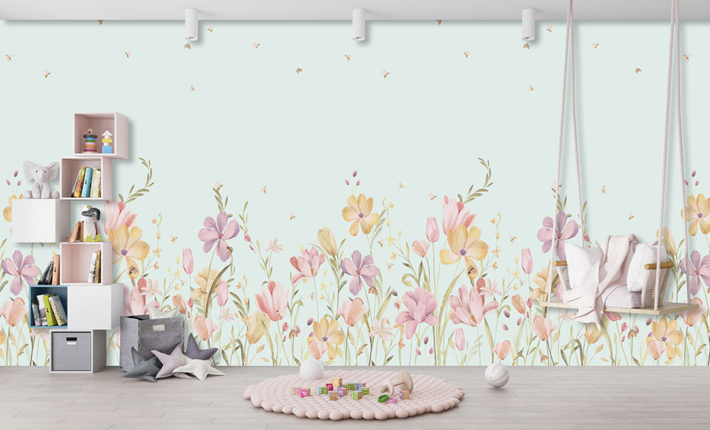 Vlies-Fototapete, blau, Blumen, CW6129-2, Cute Walls, Decoprint