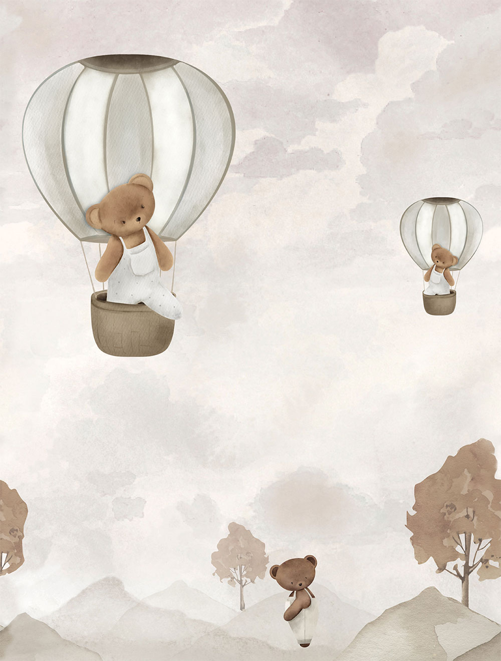 Kinderfototapete, Luftballons, Teddybären, CW6135-2, Cute Walls, Decoprint