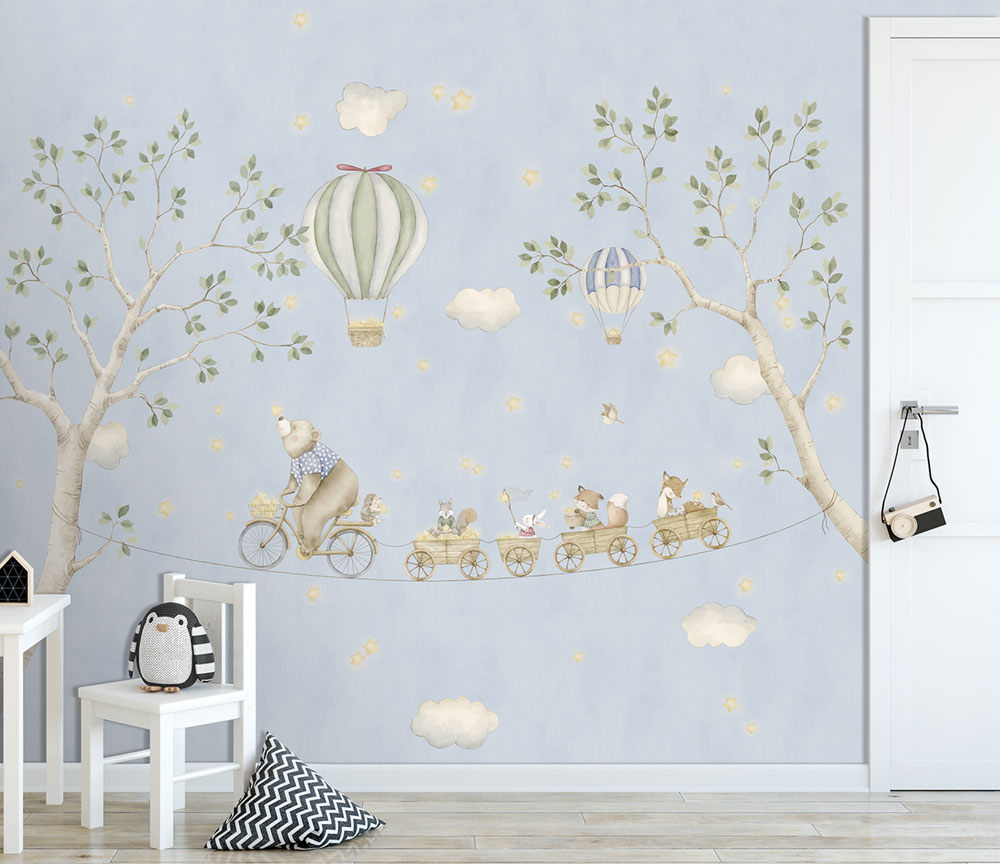 Kinderfototapete, blau, Tiere, CW6138-1, Cute Walls, Decoprint
