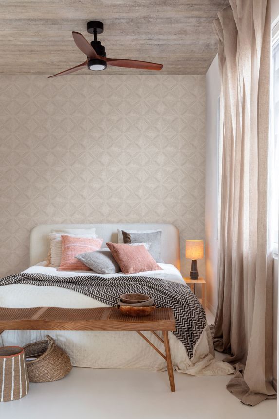 Geometrische Vliestapete, grau, Ethno, AMA101, Amani, Masureel