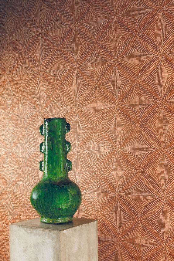 Geometrische Vliestapete, braun-rot, Ethno, AMA102, Amani, Masureel