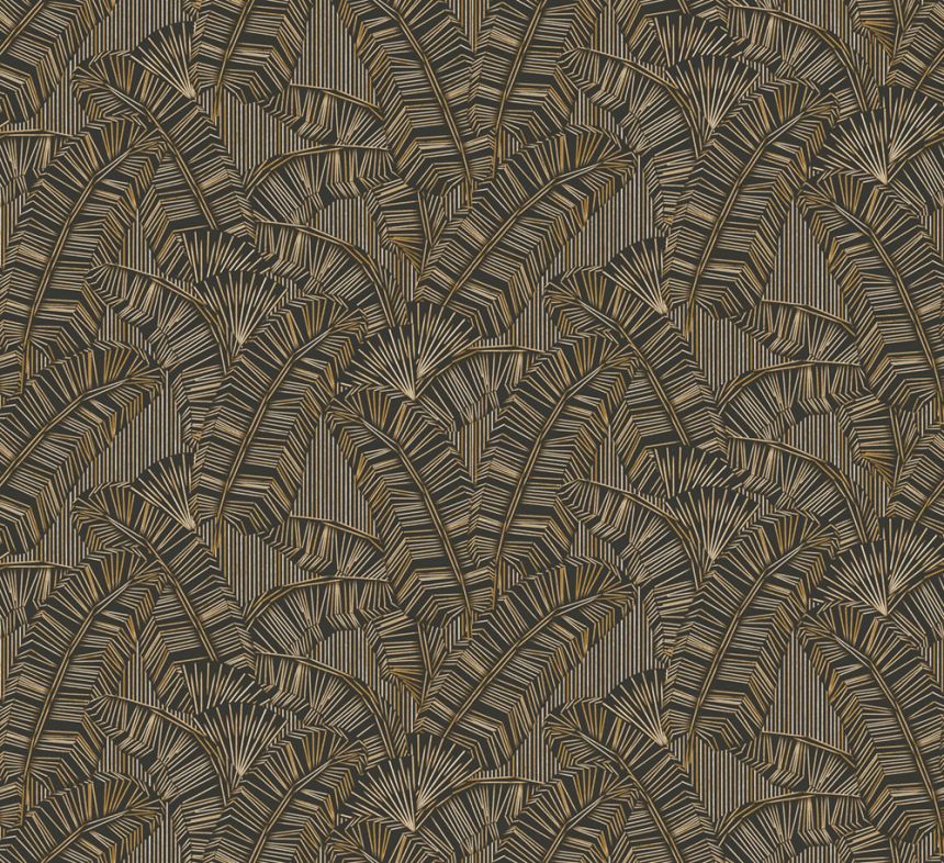 Vliestapete, schwarz, Blätter, AMA402, Amani, Masureel