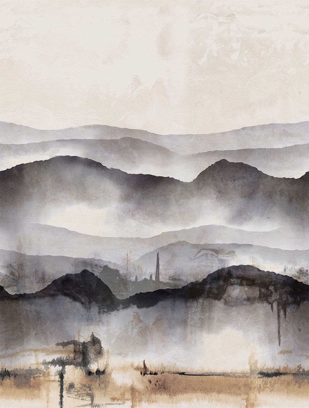 Vlies-Fototapete, grau-schwarz, Horizont, FW4001-2, Feature Walls, Decoprint