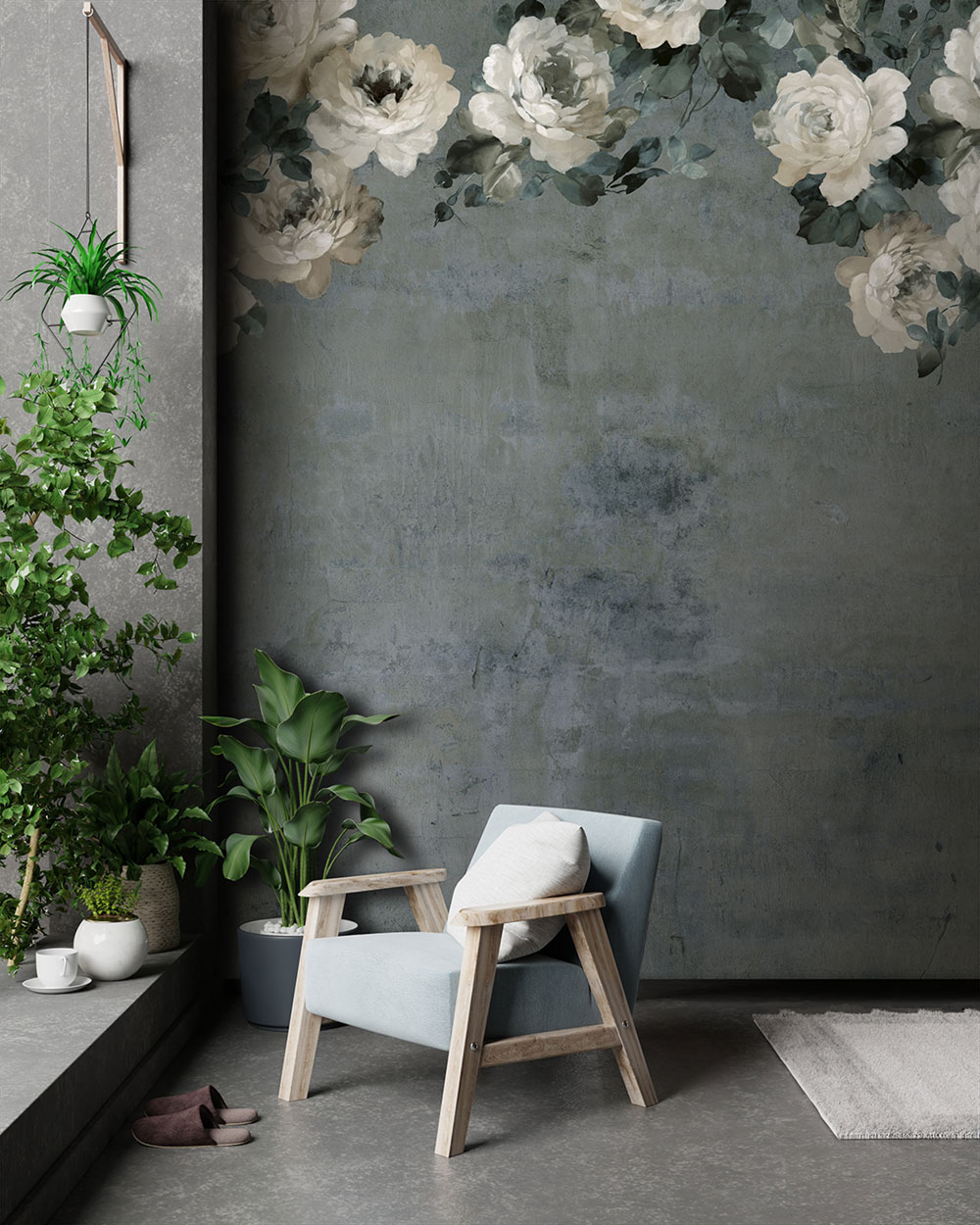 Vlies-Fototapete, blau-grün, Blumen, FW4023-6, Feature Walls, Decoprint