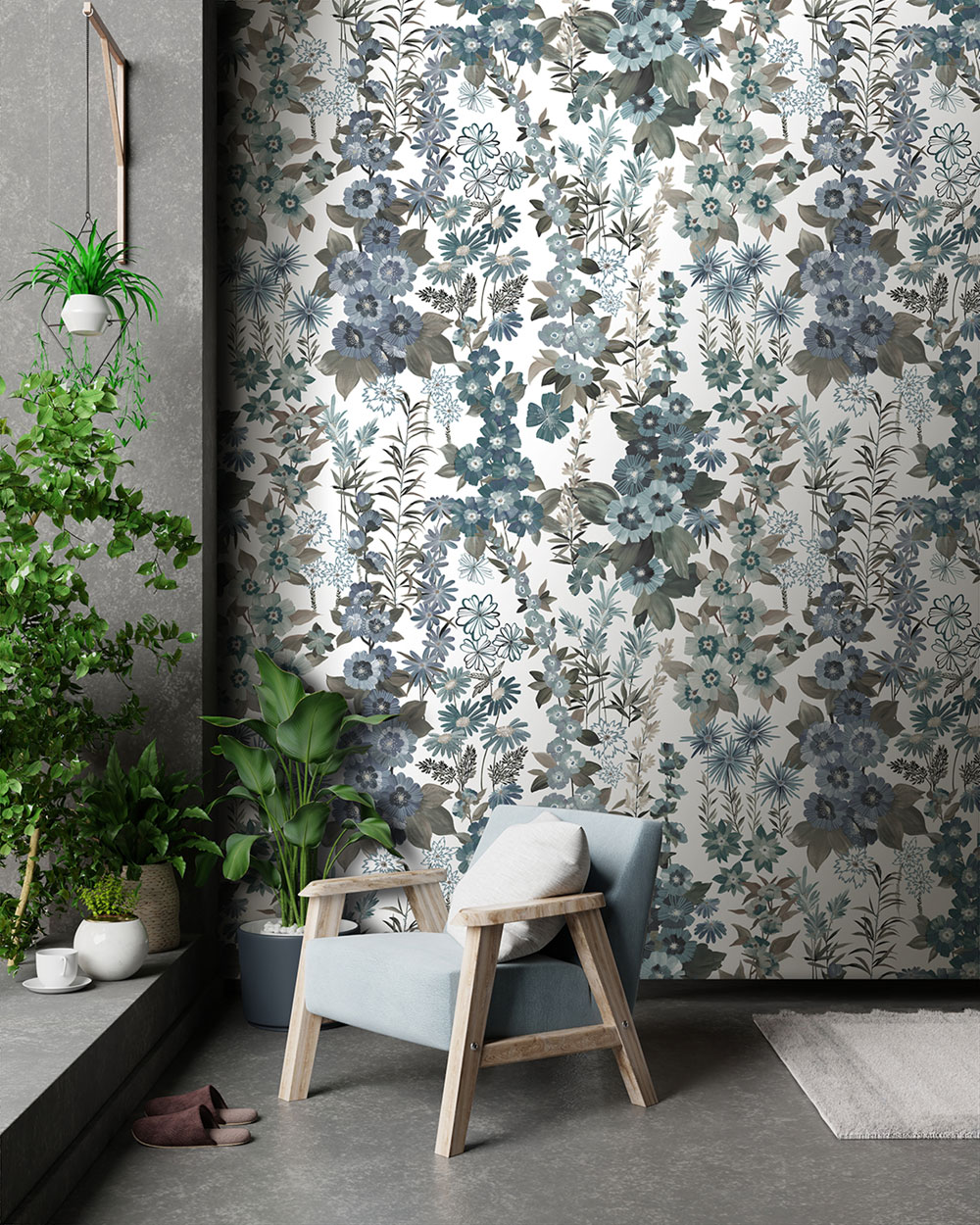 Vlies-Fototapete, blau, Blumen, FW4025-4, Feature Walls, Decoprint