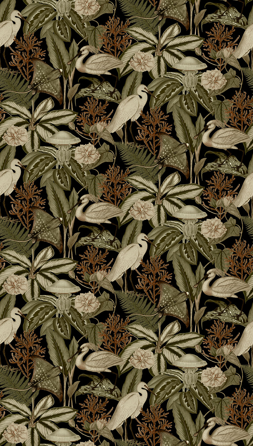 Vlies-Fototapete, schwarz, Vögel, Blätter, FW4061-1, Feature Walls, Decoprint