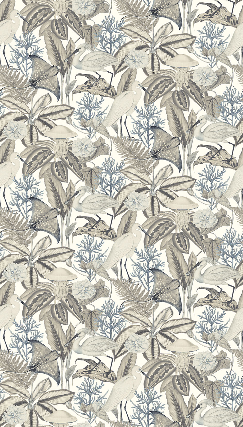 Vlies-Fototapete, grau-beige, Vögel, Blätter, FW4061-4, Feature Walls, Decoprint