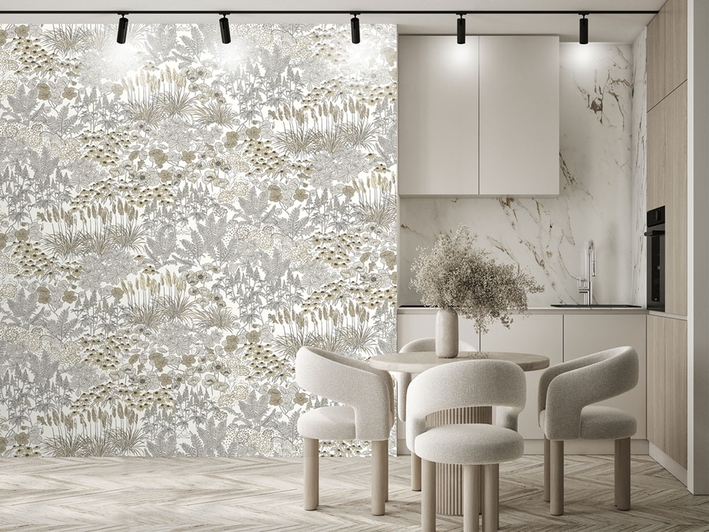 Vlies-Fototapete, grau-beige, Blumen, FW4062-1, Feature Walls, Decoprint