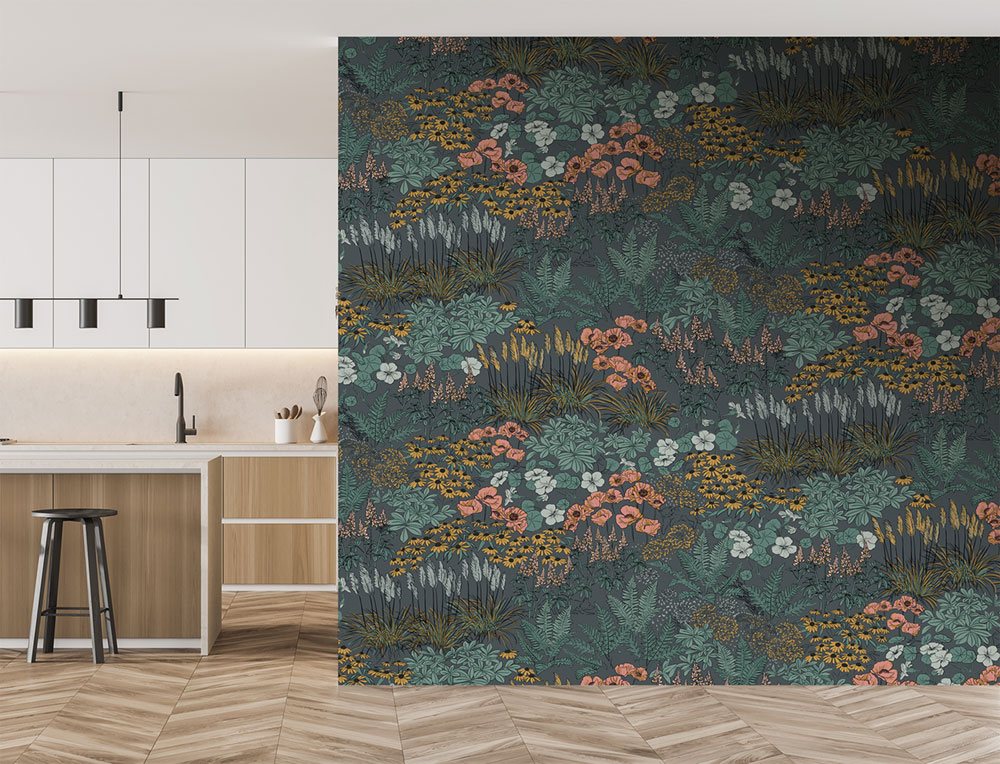 Vlies-Fototapete, blau, Blumen, FW4062-4, Feature Walls, Decoprint