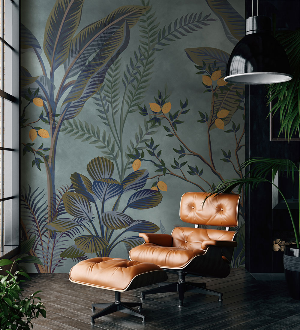 Vliesová fototapeta, blau, Blätter, FW4066-1, Feature Walls, Decoprint