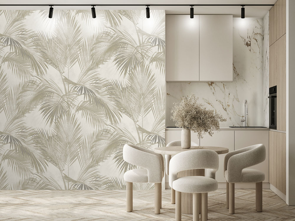 Vlies-Fototapete, grau-beige, Palmen, Blätter, FW4034-6, Feature Walls, Decoprint