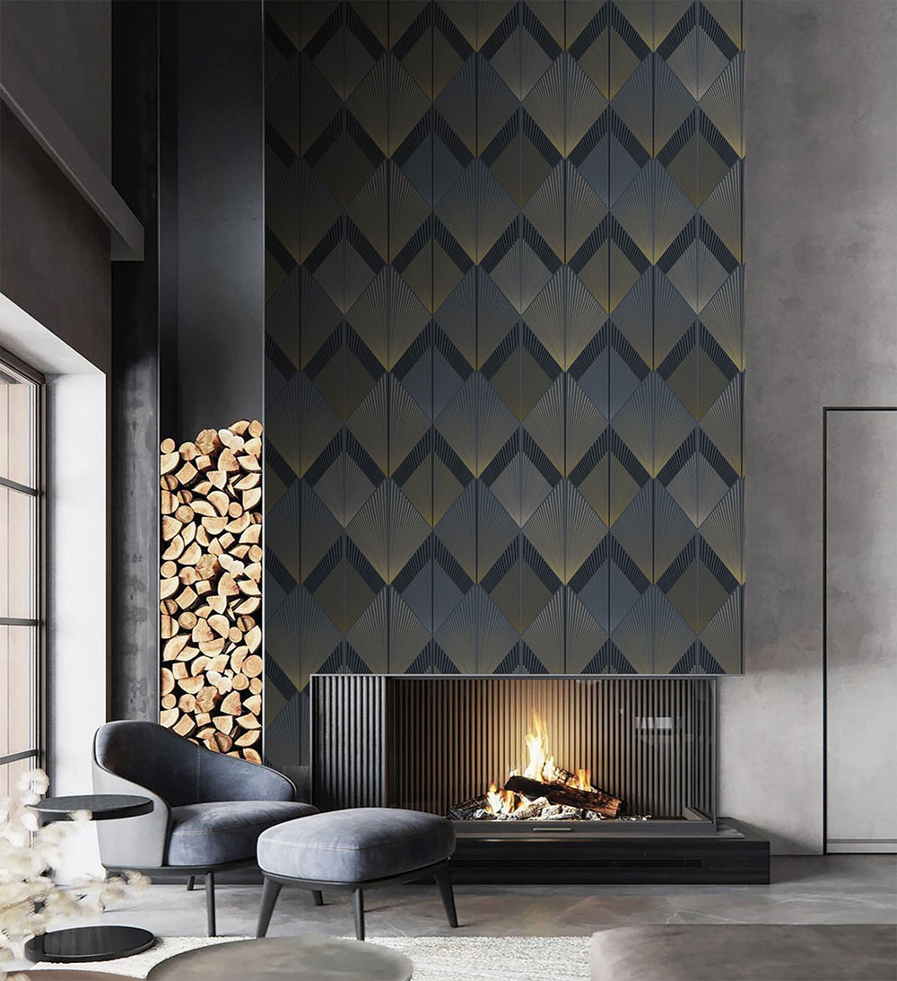 Geometrische Vlies-Fototapete, blau, FW4035-1, Feature Walls, Decoprint