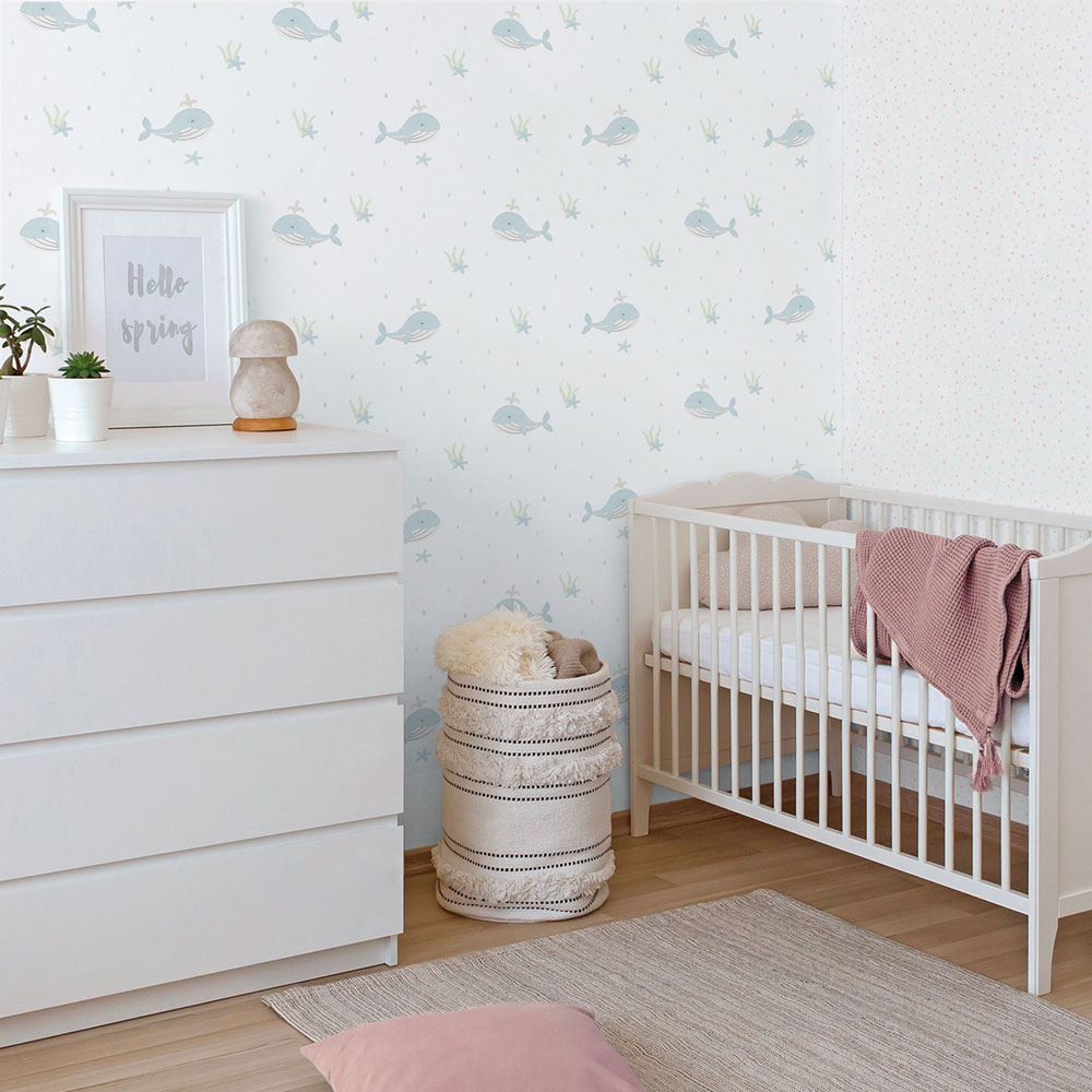 Kinder Vliestapete, blau, Wale, 281-2, Enzo,  ICH Wallcoverings