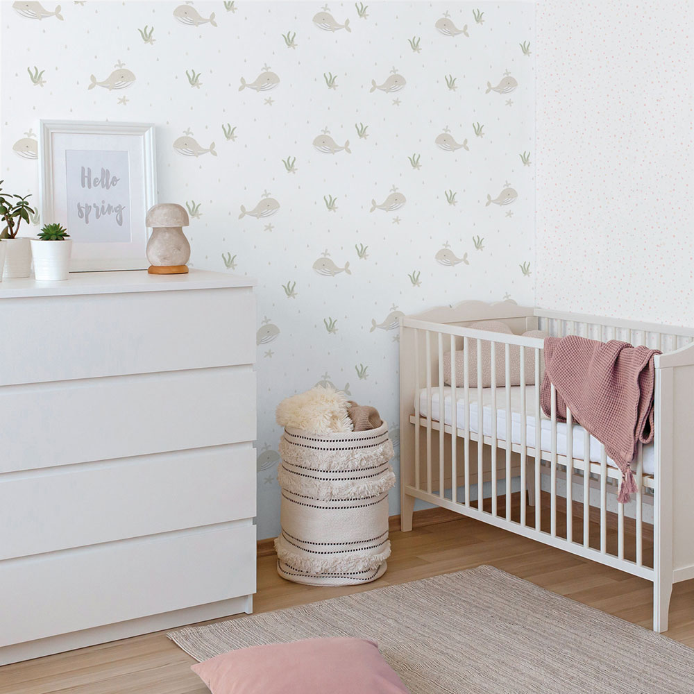 Kinder Vliestapete, grau-beige, Wale, 281-3, Enzo,  ICH Wallcoverings