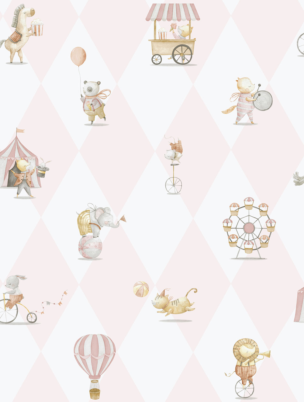 Kinder Vliestapete, rosa, Tiere, 282-1, Enzo,  ICH Wallcoverings