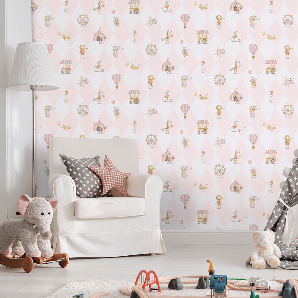 Kinder Vliestapete, rosa, Tiere, 282-1, Enzo,  ICH Wallcoverings