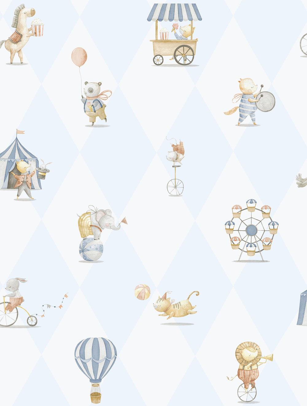 Kinder Vliestapete, blau, Tiere, 282-2, Enzo,  ICH Wallcoverings