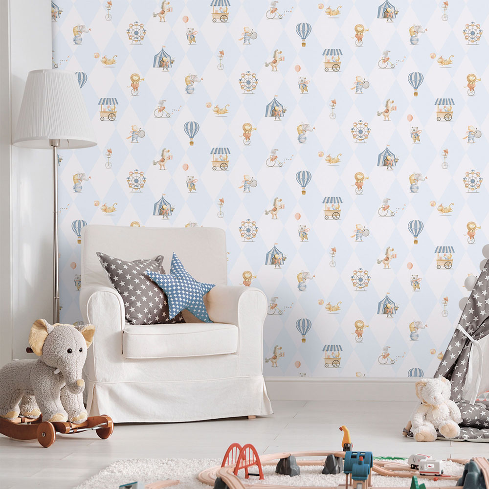 Kinder Vliestapete, blau, Tiere, 282-2, Enzo,  ICH Wallcoverings