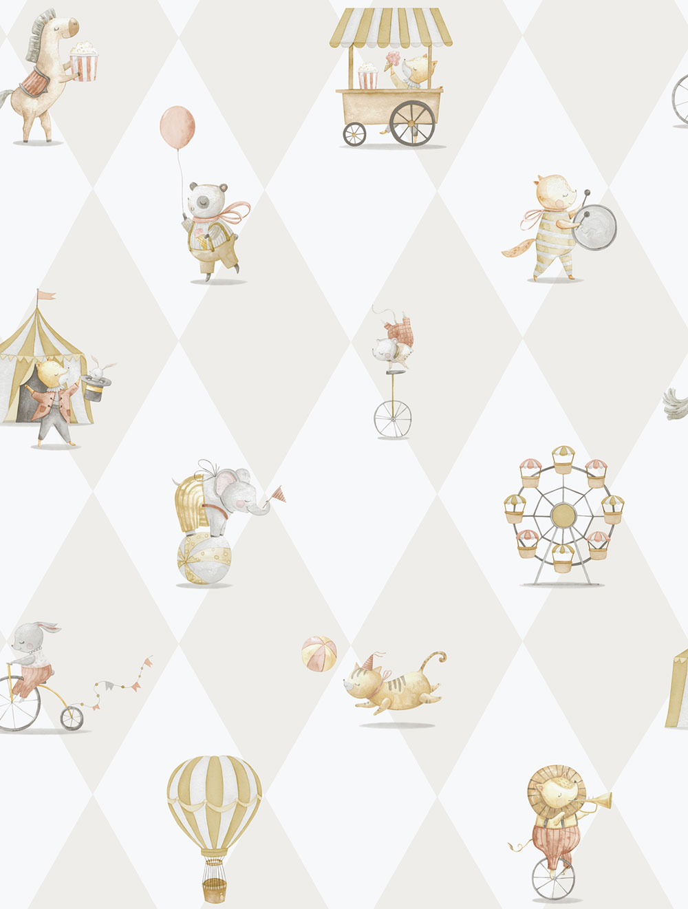 Kinder Vliestapete, grau-beige, Tiere, 282-3, Enzo,  ICH Wallcoverings