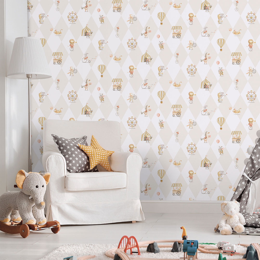 Kinder Vliestapete, grau-beige, Tiere, 282-3, Enzo,  ICH Wallcoverings