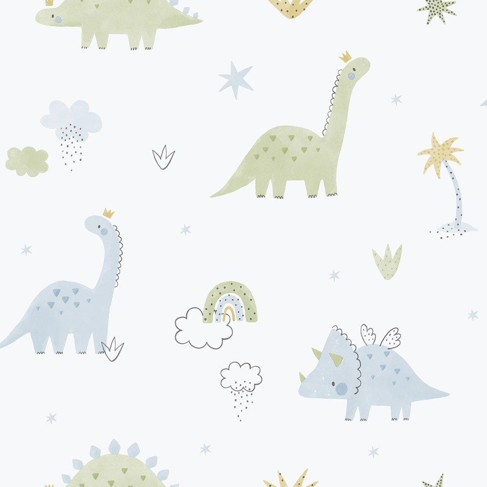 Kinder Vliestapete, blau-grün, Dinosaurier, 283-2, Enzo,  ICH Wallcoverings