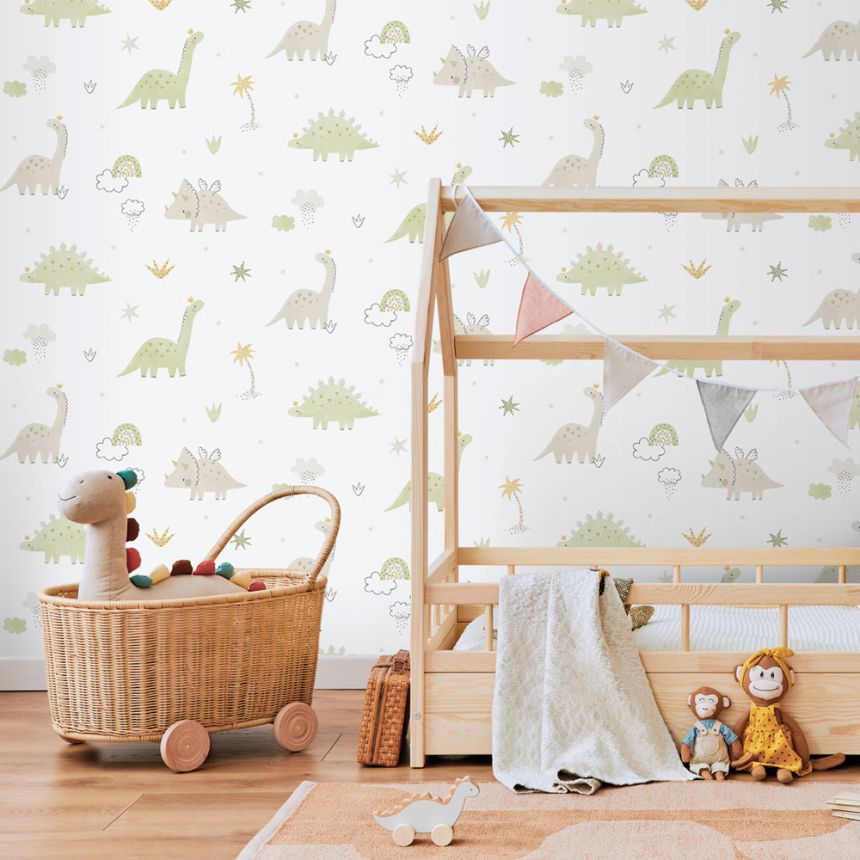 Kinder Vliestapete, grün, Dinosaurier, 283-3, Enzo,  ICH Wallcoverings