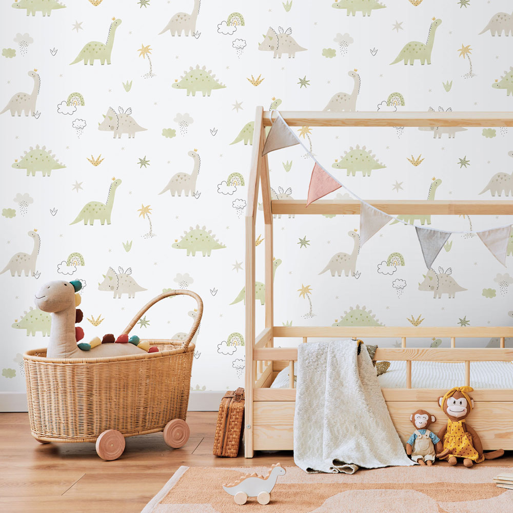 Kinder Vliestapete, grün, Dinosaurier, 283-3, Enzo,  ICH Wallcoverings