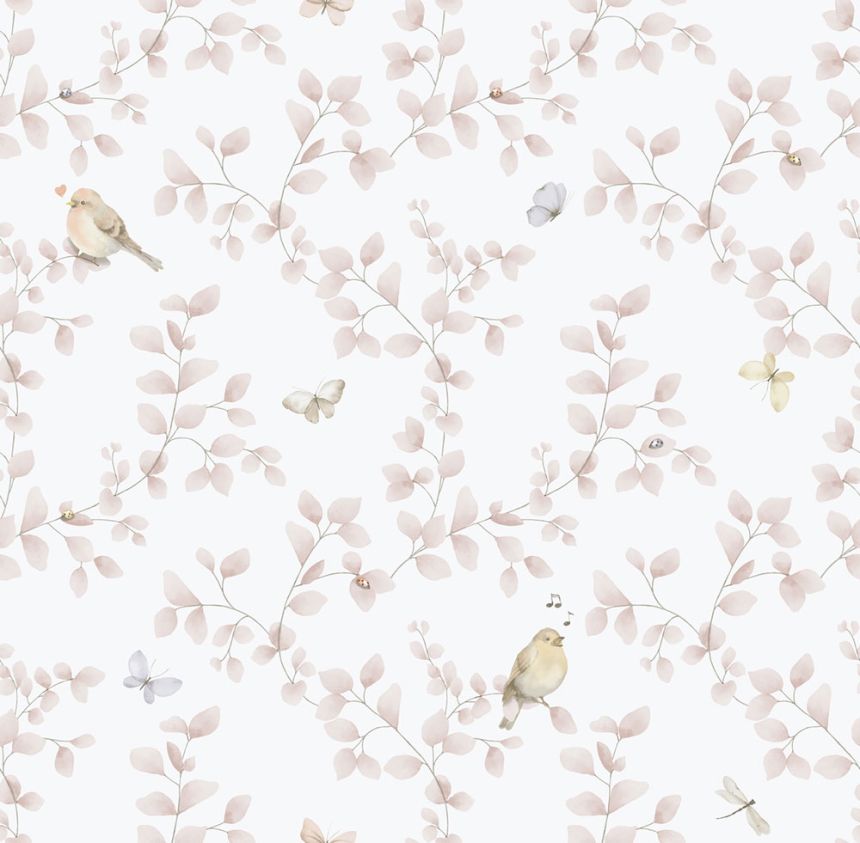 Kinder Vliestapete, rosa, Vögel, 284-1, Enzo,  ICH Wallcoverings