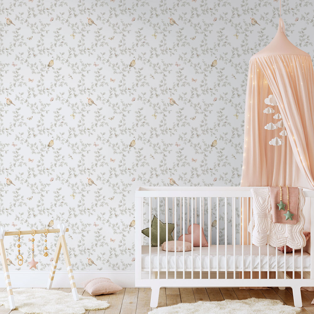 Kinder Vliestapete, grau, Vögel, 284-2, Enzo,  ICH Wallcoverings