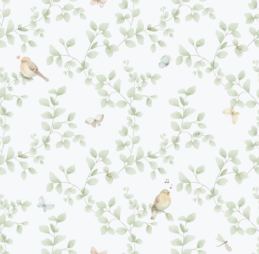 Kinder Vliestapete, grün, Vögel, 284-3, Enzo,  ICH Wallcoverings