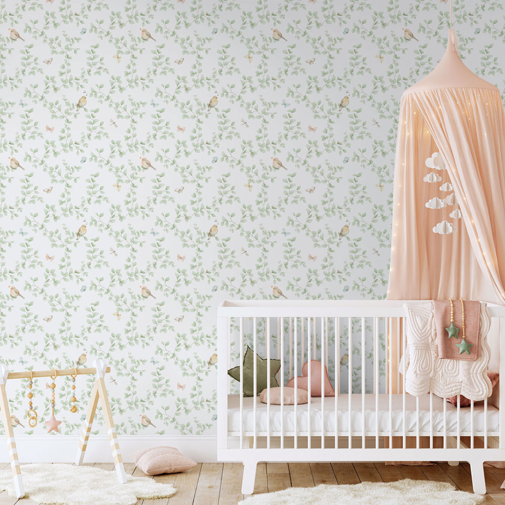 Kinder Vliestapete, grün, Vögel, 284-3, Enzo,  ICH Wallcoverings