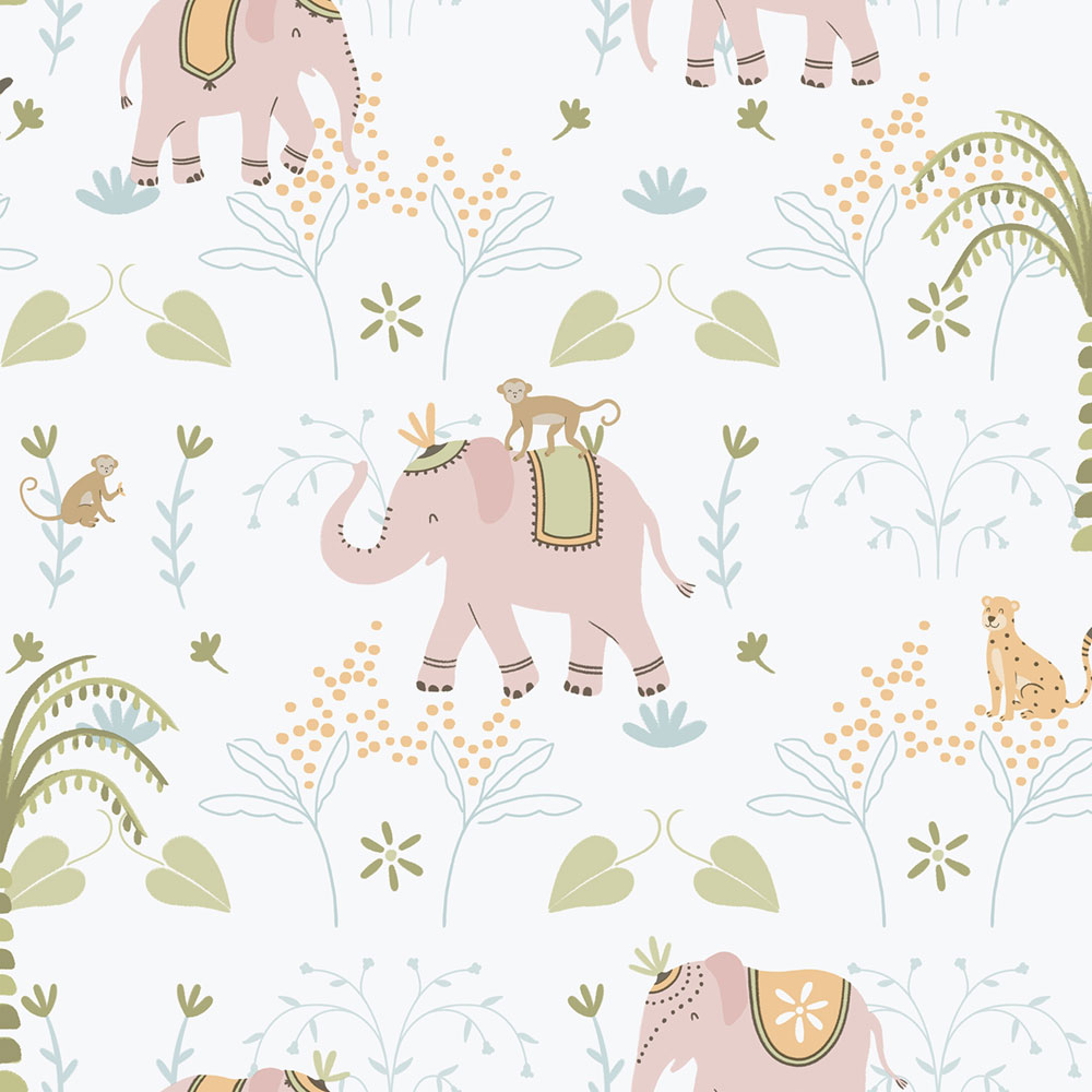 Kinder Vliestapete, rosa, Tiere, 285-1, Enzo,  ICH Wallcoverings