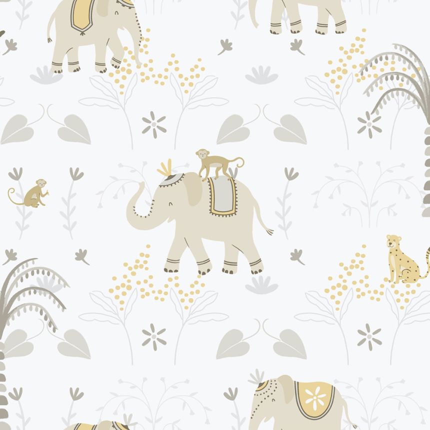 Kinder Vliestapete, grau-beige, Tiere, 285-3, Enzo,  ICH Wallcoverings