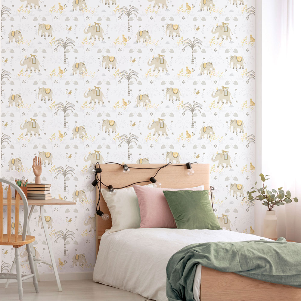 Kinder Vliestapete, grau-beige, Tiere, 285-3, Enzo,  ICH Wallcoverings