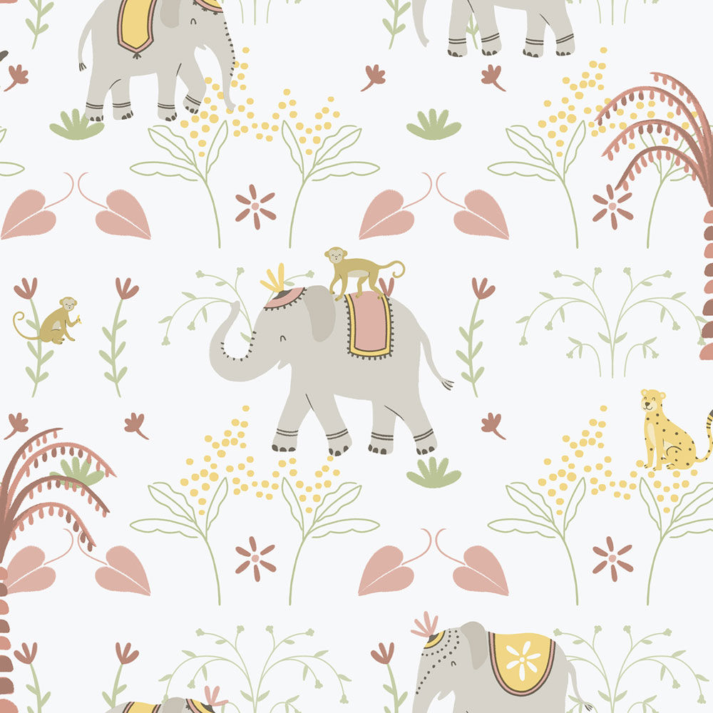 Kinder Vliestapete, grau-rosa, Tiere, 285-4, Enzo,  ICH Wallcoverings