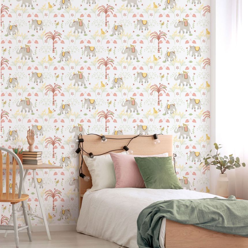 Kinder Vliestapete, grau-rosa, Tiere, 285-4, Enzo,  ICH Wallcoverings