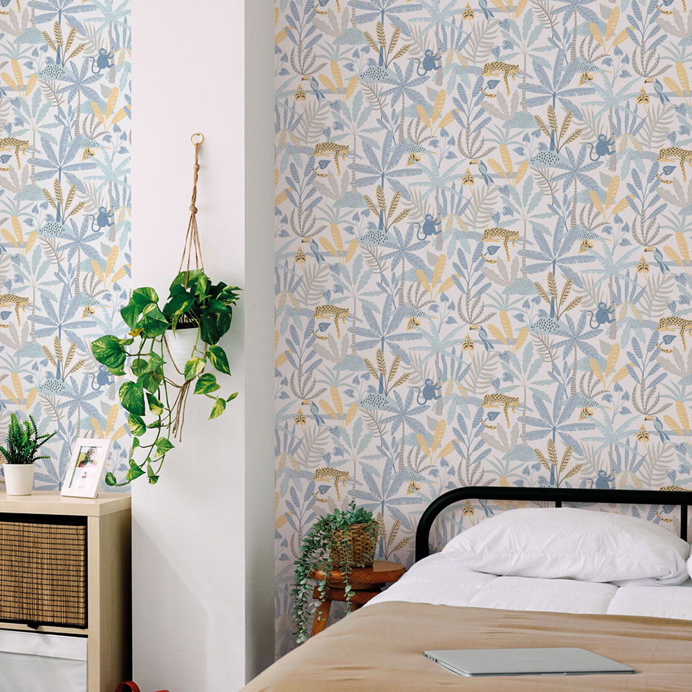 Kinder Vliestapete, blau, Dschungel, 286-2, Enzo,  ICH Wallcoverings