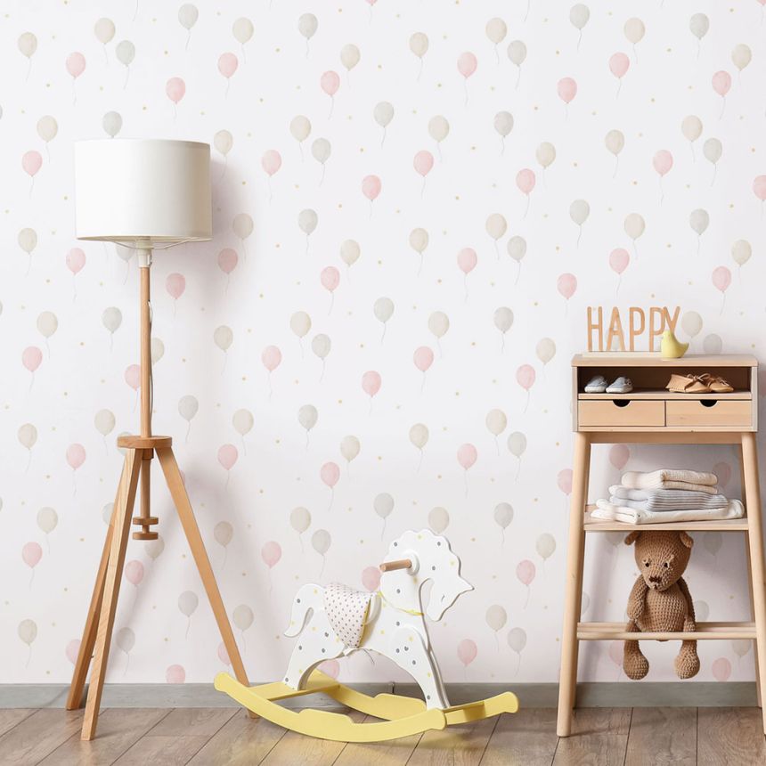 Kinder Vliestapete, rosa, Luftballons, 287-1, Enzo,  ICH Wallcoverings