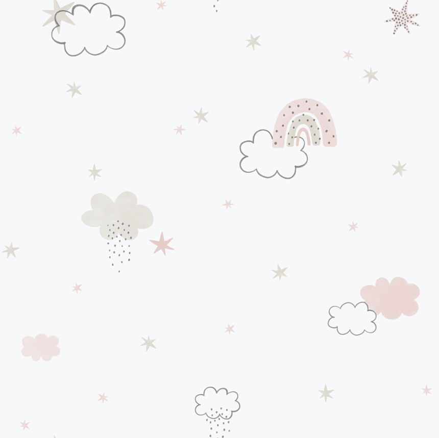 Kinder Vliestapete, rosa, Wolken, 288-1, Enzo,  ICH Wallcoverings