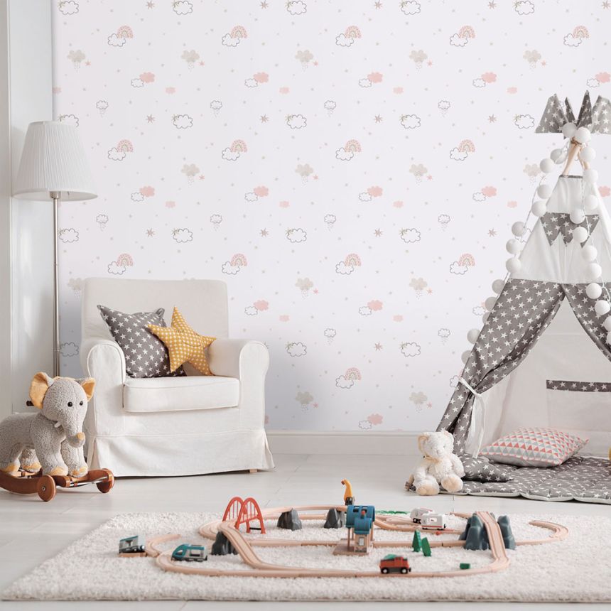 Kinder Vliestapete, rosa, Wolken, 288-1, Enzo,  ICH Wallcoverings