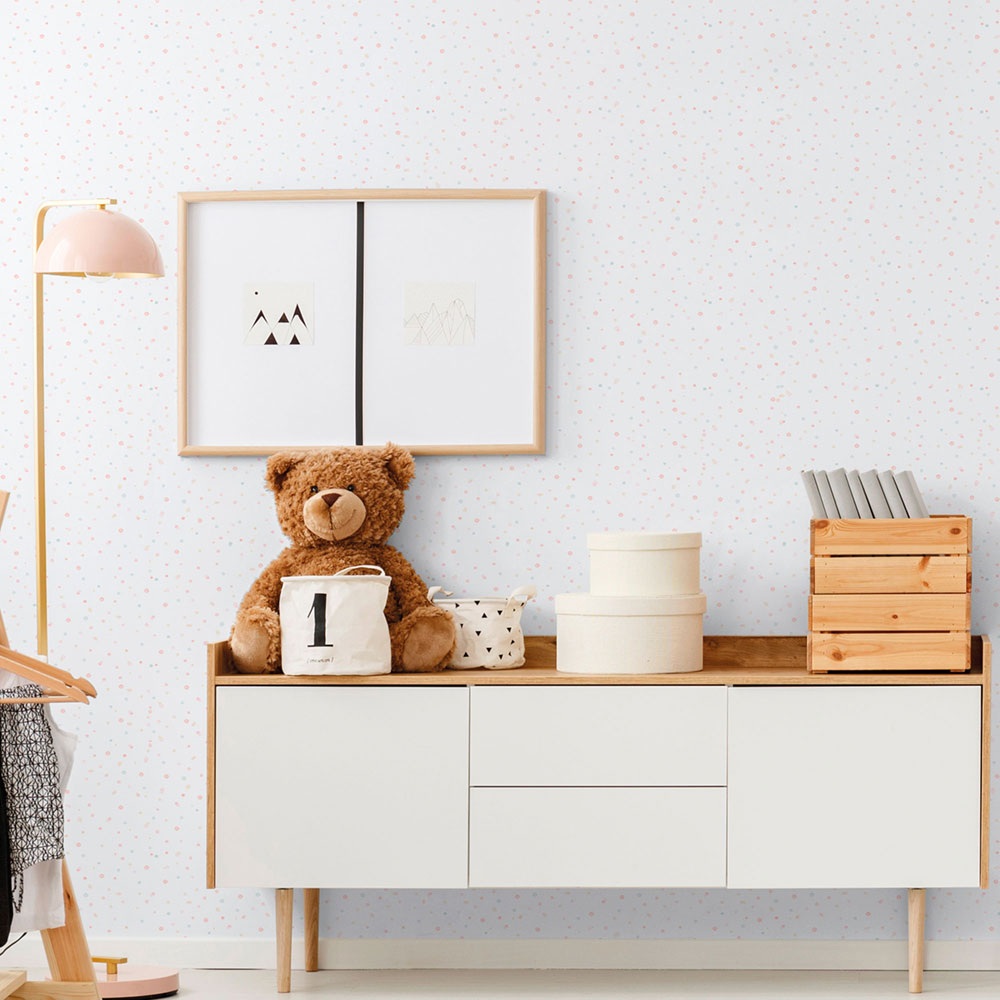 Kinder Vliestapete, rosa, Punkte, Sprenkel, 289-1, Enzo,  ICH Wallcoverings