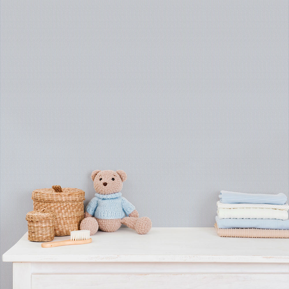 Vliestapete, blau-weiß, Streifen, 292-2, Enzo,  ICH Wallcoverings