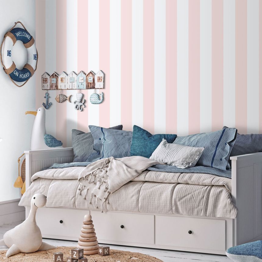 Vliestapete, rosa-weiß, Streifen, 293-1, Enzo,  ICH Wallcoverings