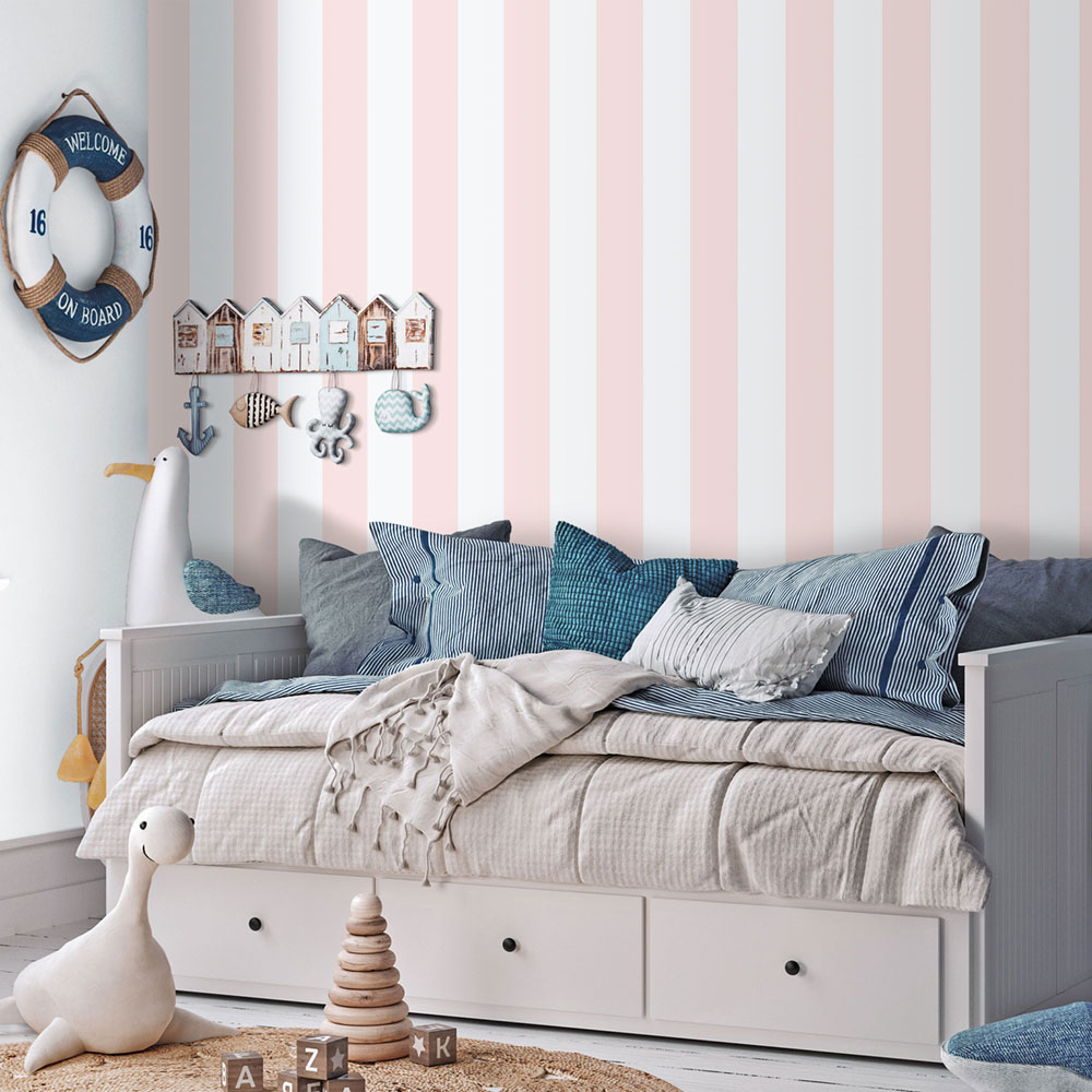 Vliestapete, rosa-weiß, Streifen, 293-1, Enzo,  ICH Wallcoverings