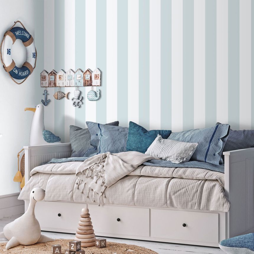 Vliestapete, blau-weiß, Streifen, 293-3, Enzo,  ICH Wallcoverings