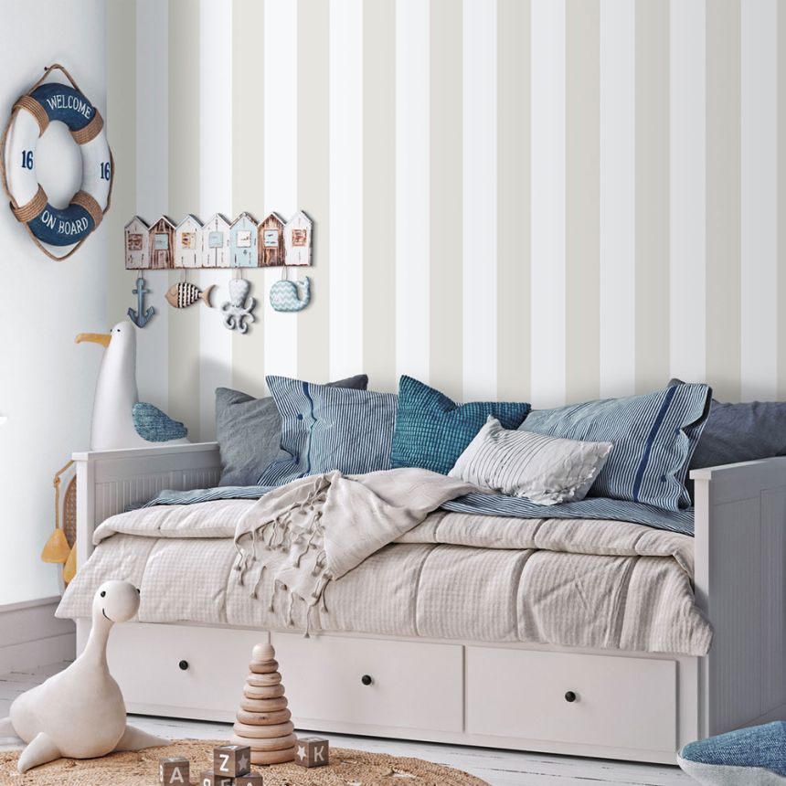 Vliestapete, grau-weiß, Streifen, 293-4, Enzo,  ICH Wallcoverings